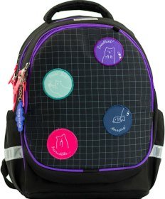 Модный школьный рюкзак из черного текстиля на три отделения Bagland Butterfly 55648