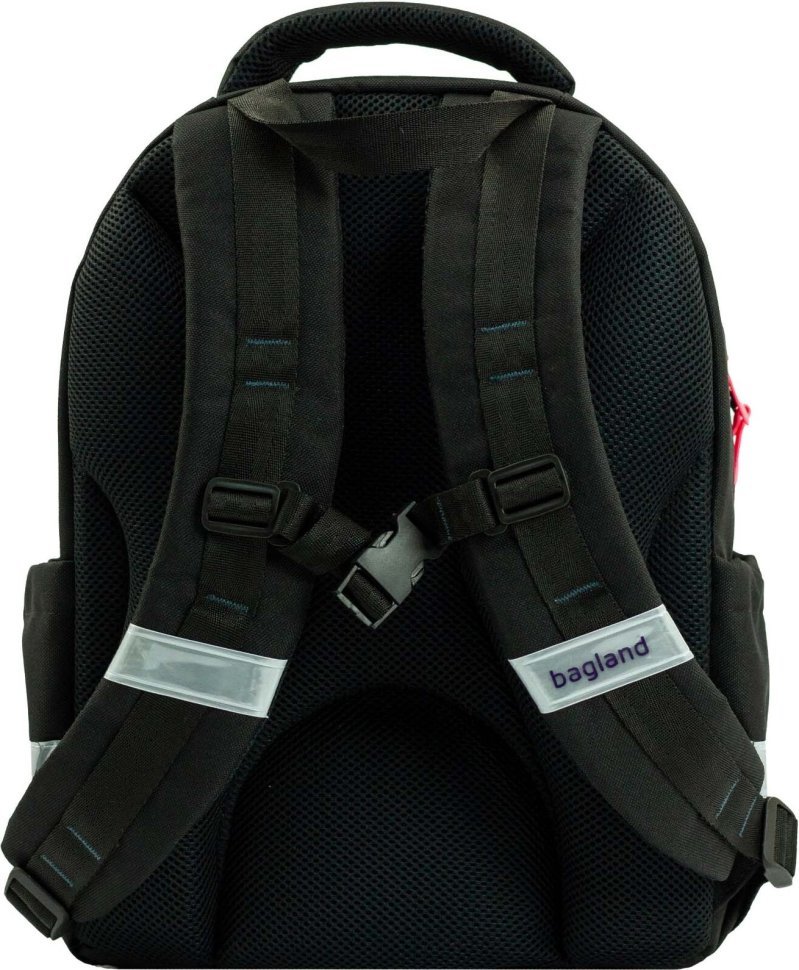 Модний шкільний рюкзак із чорного текстилю на три відділення Bagland Butterfly 55648