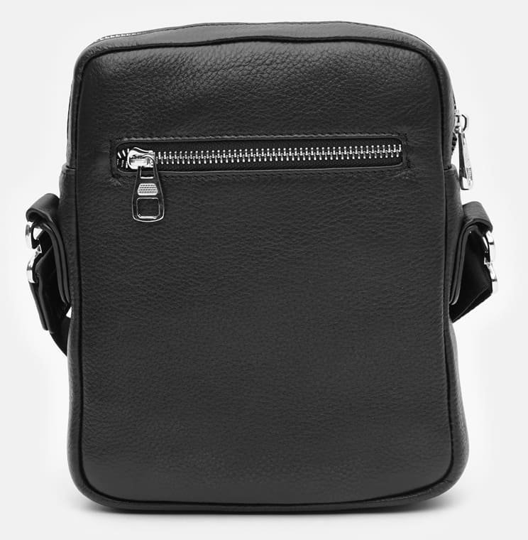 Зручна чоловіча шкіряна сумка-планшет на плече чорного кольору Ricco Grande (19276)
