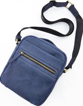 Компактная наплечная мужская сумка синего цвета с ручкой VATTO (11790) - 2
