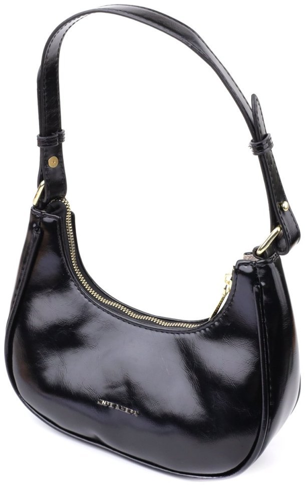 Лакированная женская сумочка из качественного кожзама на плечо Vintage черного цвета 96948 modnotak фото №1