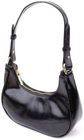 Лакированная женская сумочка из качественного кожзама на плечо Vintage черного цвета 96948