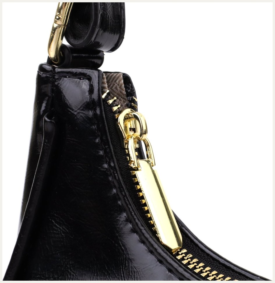 Лакированная женская сумочка из качественного кожзама на плечо Vintage черного цвета 96948 modnotak фото №3