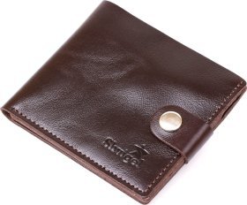 Кожаное мужское портмоне коричневого цвета с хлястиком на кнопке Shvigel (2416443)