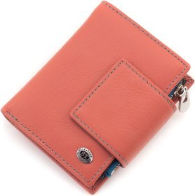 Шкіряний жіночий гаманець рожевого кольору з хлястиком на магніті ST Leather 1767248