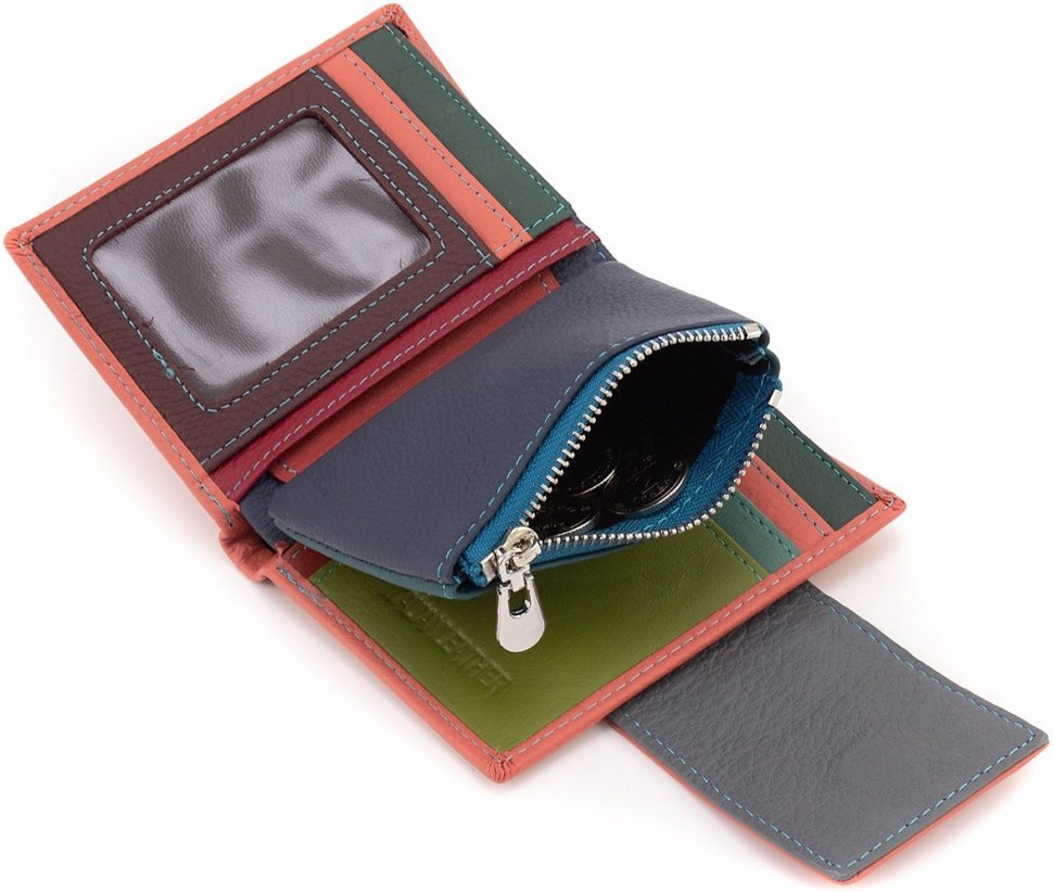 Шкіряний жіночий гаманець рожевого кольору з хлястиком на магніті ST Leather 1767248