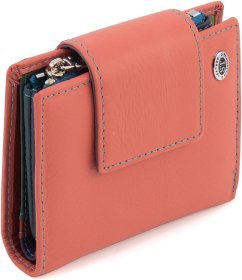 Женский кожаный кошелек розового цвета с хлястиком на магните ST Leather 1767248