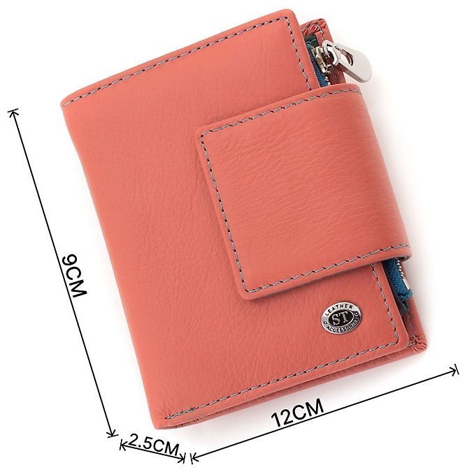 Шкіряний жіночий гаманець рожевого кольору з хлястиком на магніті ST Leather 1767248 modnotak фото №3