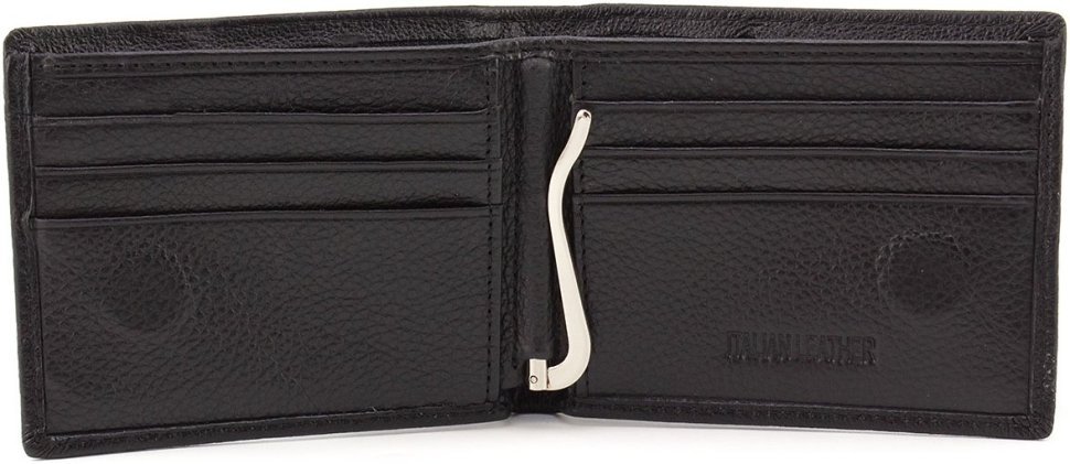 Мужской кожаный кошелек черного цвета с зажимом для купюр ST Leather 1767348