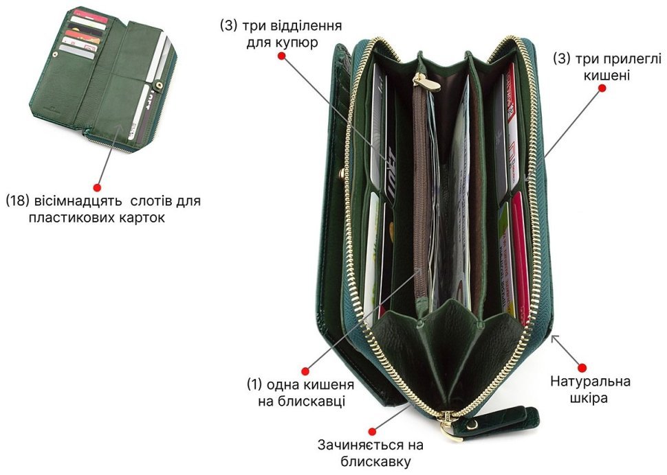 Женский лаковый кошелек на молнии с блоком для карт ST Leather (16326) modnotak фото №4