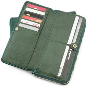 Женский лаковый кошелек на молнии с блоком для карт ST Leather (16326)