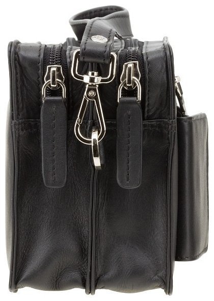 Черная мужская барсетка из высококачественной кожи на две молнии Visconti Wrist Bag 77348