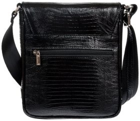 Мужская сумка планшет на клапане с магнитом из натуральной кожи с лазерным тиснением DESISAN 107448 черная