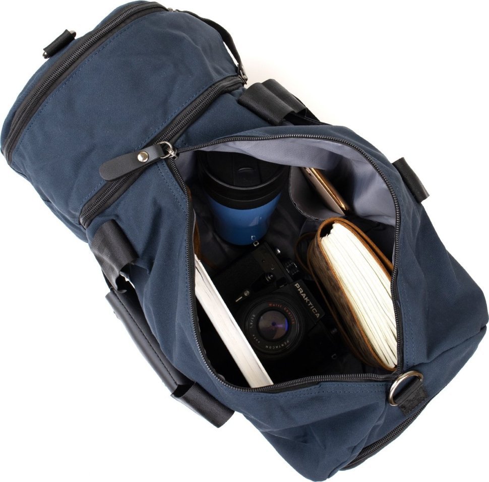 Синя чоловіча спортивна сумка з тканини Vintage (20644)