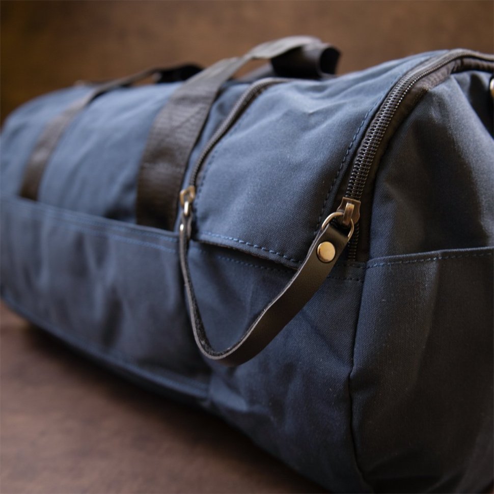 Синяя мужская спортивная сумка из ткани Vintage (20644)
