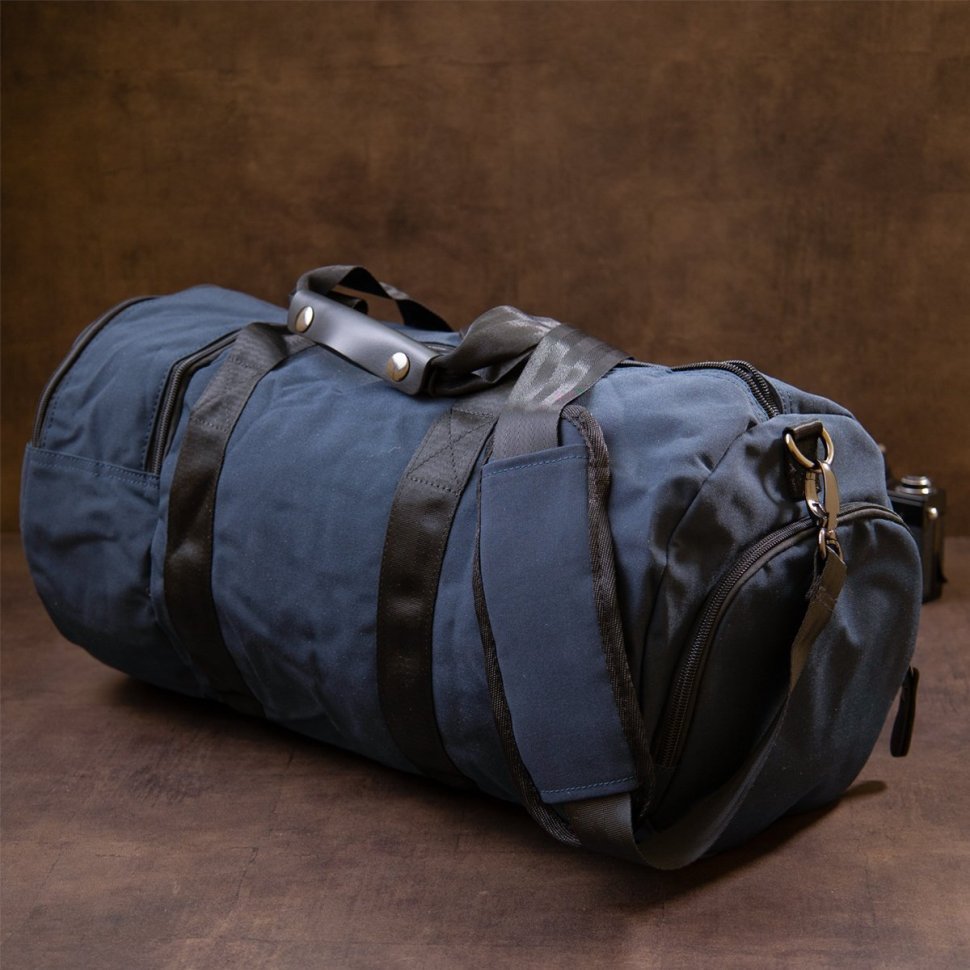 Синя чоловіча спортивна сумка з тканини Vintage (20644)