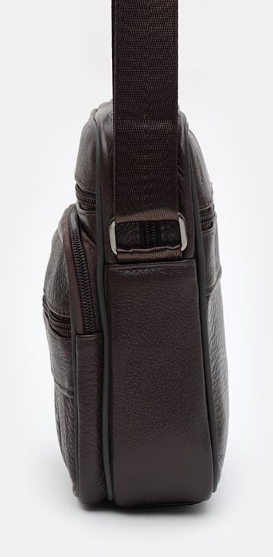Мініатюрна чоловіча шкіряна сумка на плече коричневого кольору Keizer (22072)