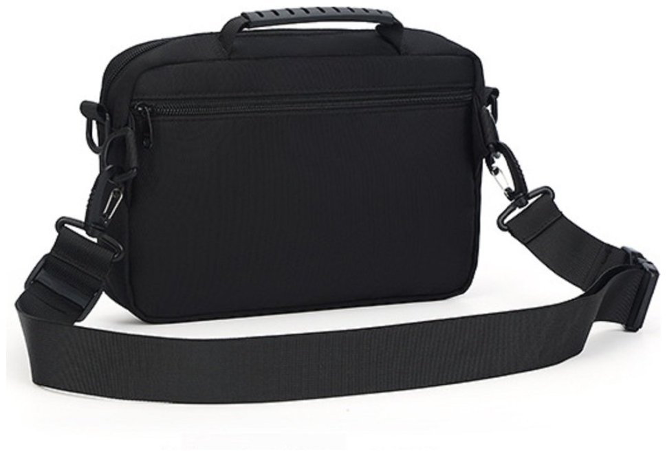 Чоловіча текстильна горизонтальна сумка-месенджер чорного кольору Confident 77448