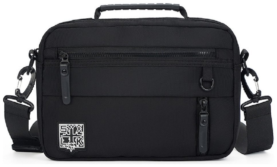 Чоловіча текстильна горизонтальна сумка-месенджер чорного кольору Confident 77448