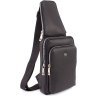 Чоловіча шкіряна вертикальна сумка-слінг чорного кольору HT Leather 67748 - 1