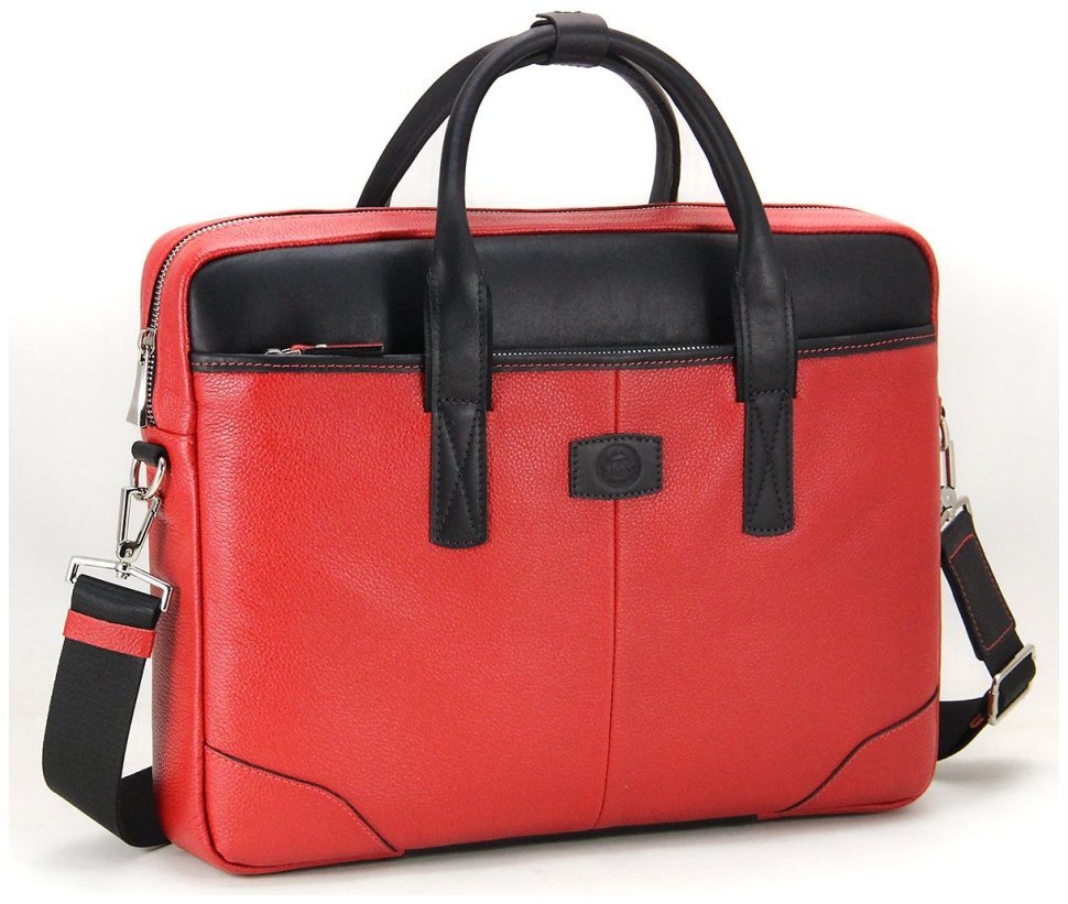 Червона жіноча сумка з натуральної шкіри для ноутбука до 15 дюймів Tom Stone 77748