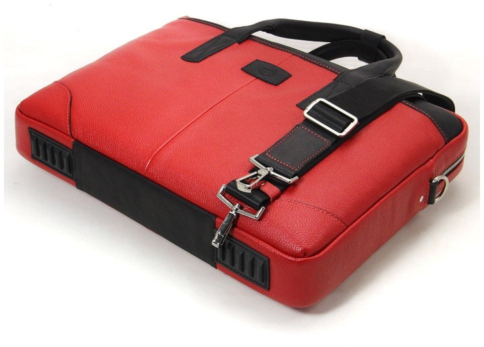Червона жіноча сумка з натуральної шкіри для ноутбука до 15 дюймів Tom Stone 77748