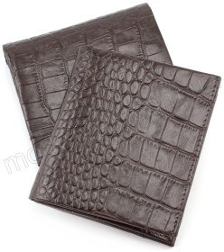 Кожаный маленький кошелек с тиснением под крокодила KARYA (0940-57)