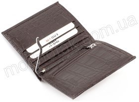 Кожаный маленький кошелек с тиснением под крокодила KARYA (0940-57)