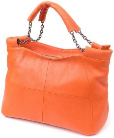 Яркая женская сумка на каждый день из фактурной кожи через плечо Vintage 98148 оранжевого цвета