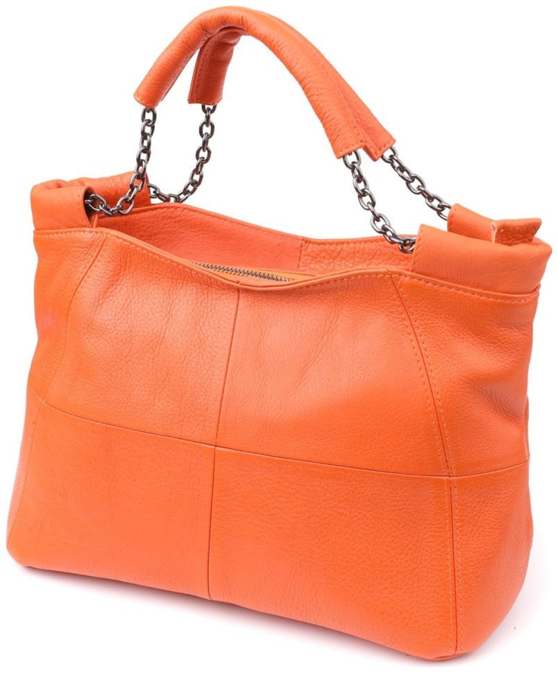 Яркая женская сумка на каждый день из фактурной кожи через плечо Vintage 98148 оранжевого цвета modnotak фото №1
