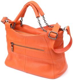 Яркая женская сумка на каждый день из фактурной кожи через плечо Vintage 98148 оранжевого цвета