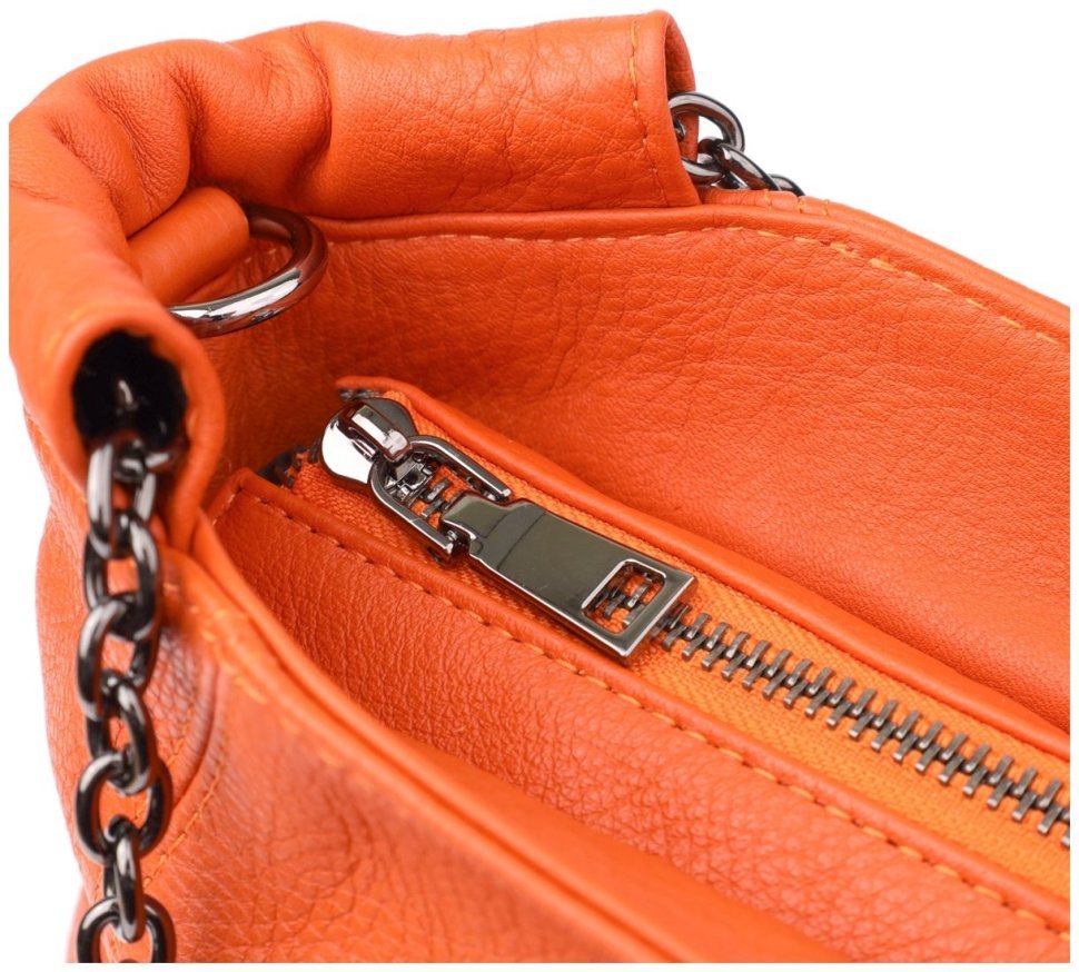 Яркая женская сумка на каждый день из фактурной кожи через плечо Vintage 98148 оранжевого цвета modnotak фото №6