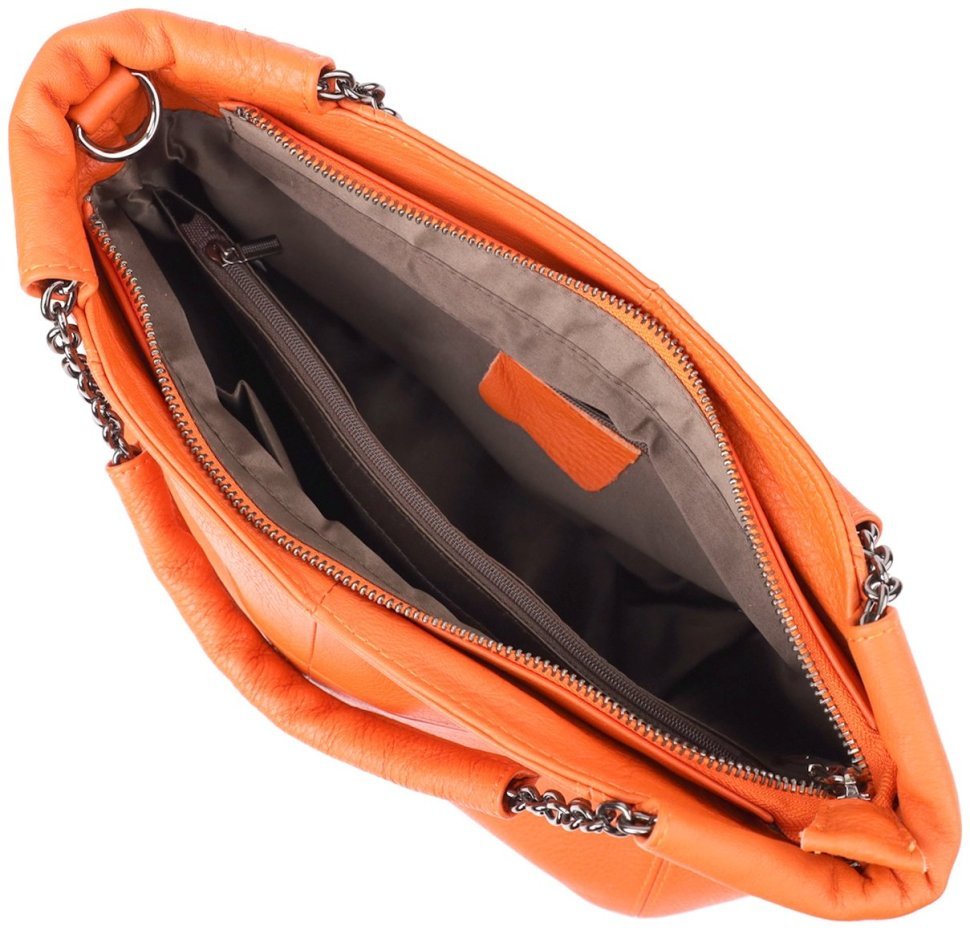 Яркая женская сумка на каждый день из фактурной кожи через плечо Vintage 98148 оранжевого цвета modnotak фото №8