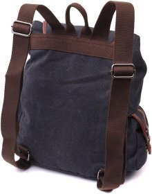 Великий текстильний рюкзак чорного кольору з клапаном на магніті Vintage 2422151