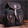 Великий текстильний рюкзак чорного кольору з клапаном на магніті Vintage 2422151 - 7