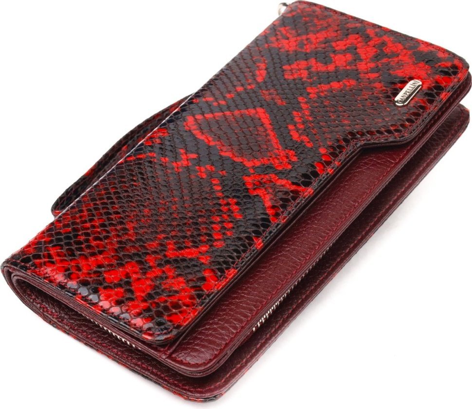 Стильний жіночий гаманець-клатч із натуральної шкіри з тисненням під змію CANPELLINI (2421538)