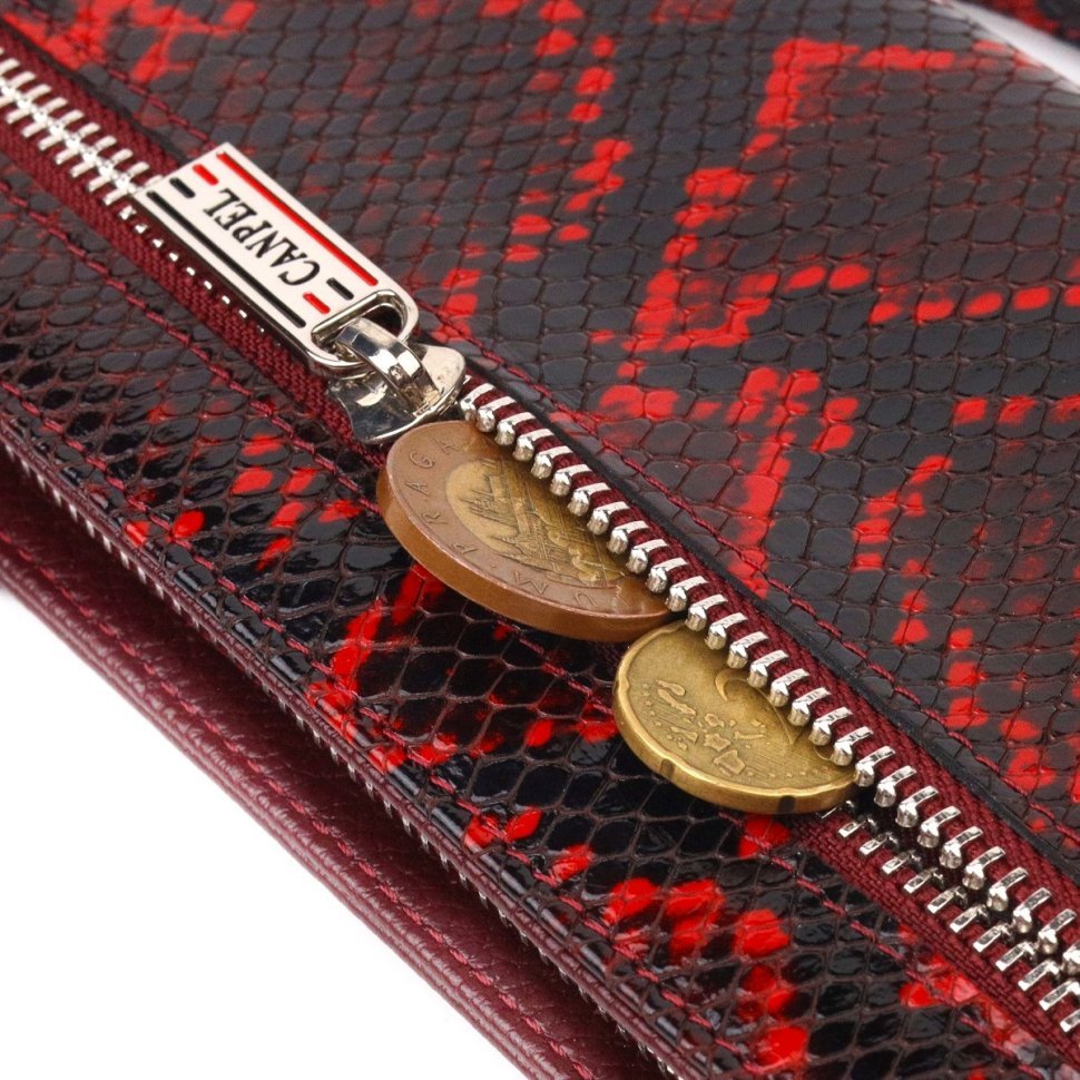 Стильный женский кошелек-клатч из натуральной кожи с тиснением под змею CANPELLINI (2421538)