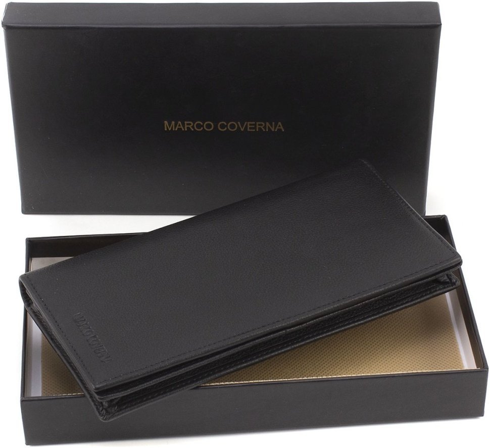 Чорний шкіряний купюрник вертикального формату на магнітах Marco Coverna 68648