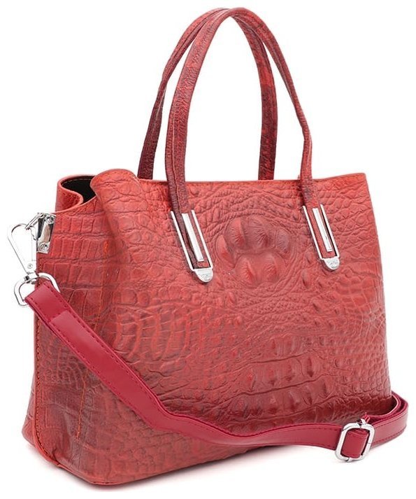 Стильная женская сумка с тиснением под рептилию Ricco Grande 88748 Красная modnotak фото №1