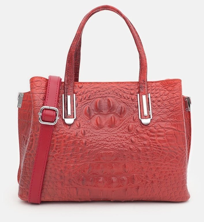 Стильная женская сумка с тиснением под рептилию Ricco Grande 88748 Красная modnotak фото №2