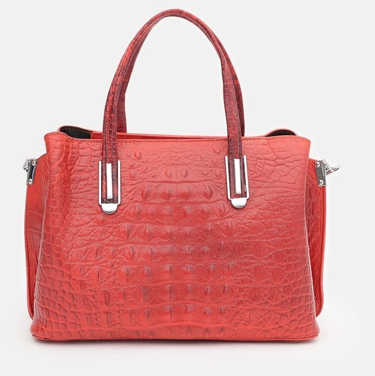 Стильная женская сумка с тиснением под рептилию Ricco Grande 88748 Красная modnotak фото №3