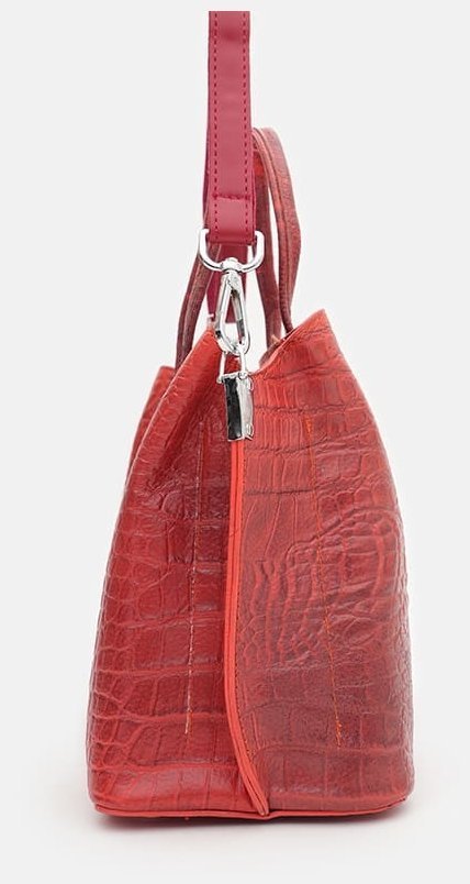 Стильная женская сумка с тиснением под рептилию Ricco Grande 88748 Красная modnotak фото №4
