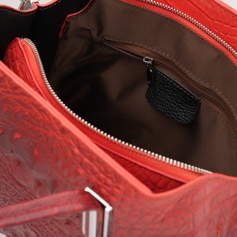 Стильная женская сумка с тиснением под рептилию Ricco Grande 88748 Красная modnotak фото №5