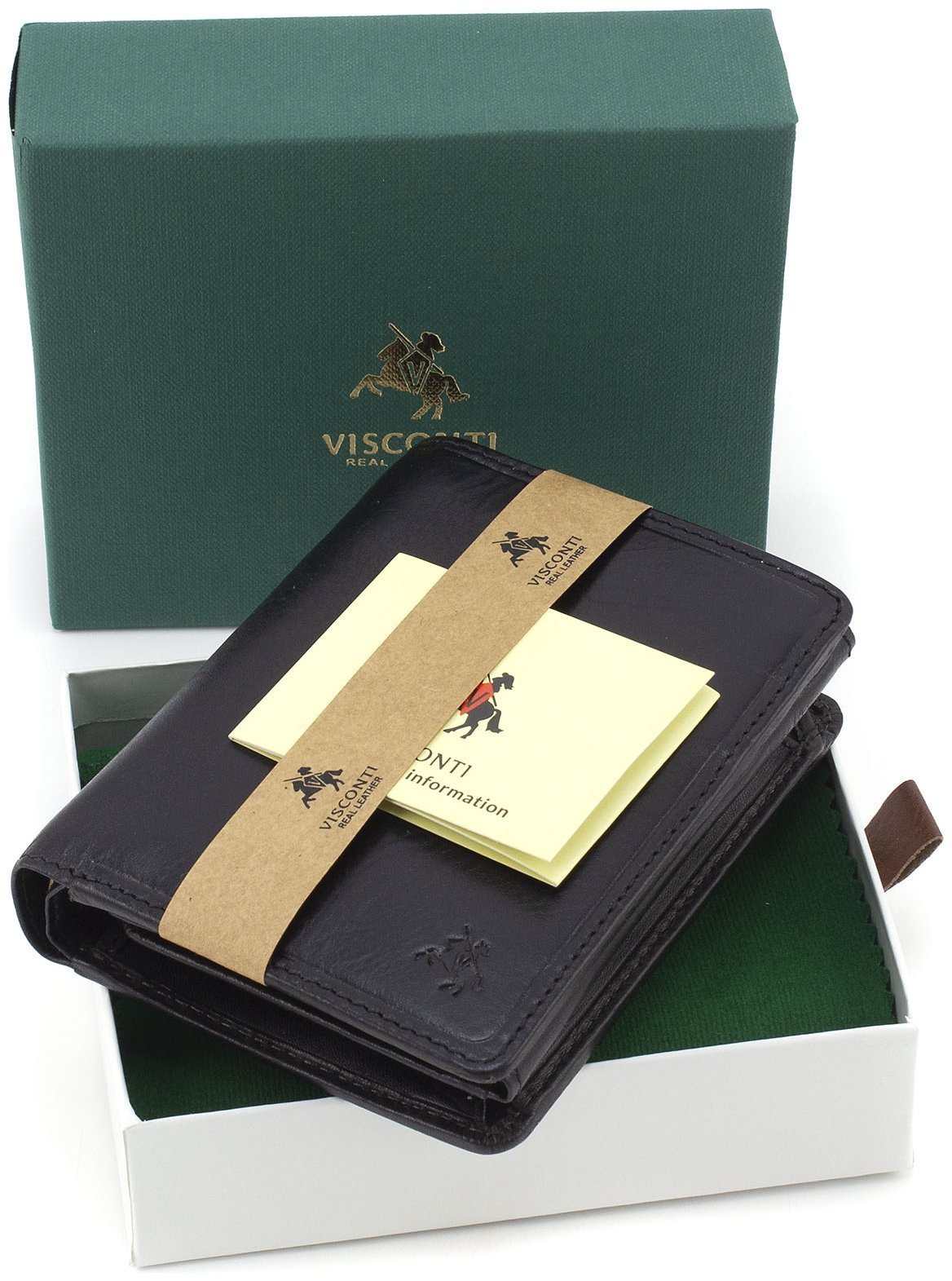 Вертикальное мужское портмоне из высококачественной кожи черного цвета без застежки Visconti Lucca 68948