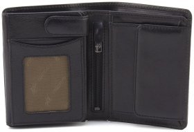 Вертикальное мужское портмоне из высококачественной кожи черного цвета без застежки Visconti Lucca 68948