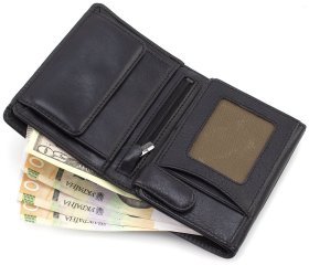 Вертикальное мужское портмоне из высококачественной кожи черного цвета без застежки Visconti Lucca 68948