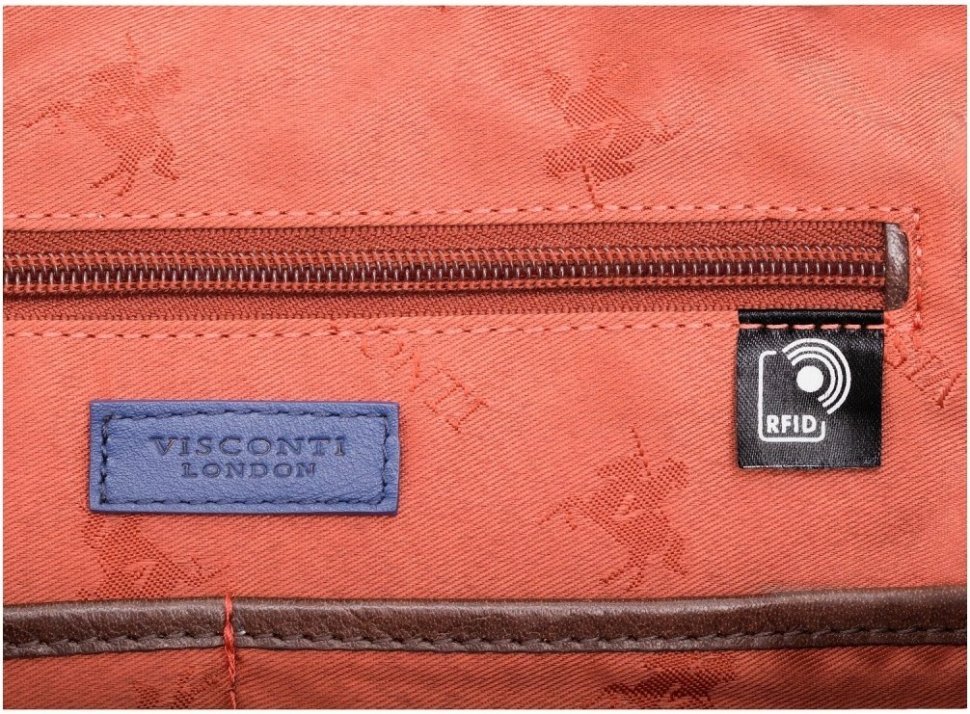Середня чоловіча сумка на плече із високоякісної шкіри коричневого кольору Visconti Vesper 69148