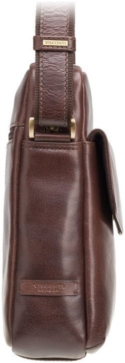 Середня чоловіча сумка на плече із високоякісної шкіри коричневого кольору Visconti Vesper 69148
