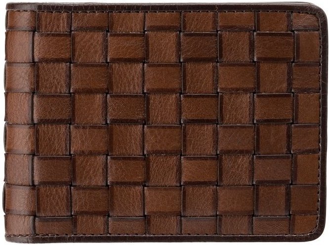 Чоловіче портмоне із плетеної шкіри коричневого кольору без монетниці Visconti Rham 69248
