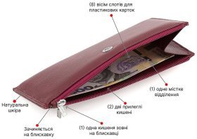 Тонкий женский кошелек из фактурной кожи в цвете бордо ST Leather (15378)